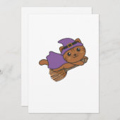 Cat Halloween Witch Kinder Witch Costume Feestdagenkaart (Voorkant / Achterkant)