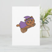 Cat Halloween Witch Kinder Witch Costume Feestdagenkaart (Staand voorkant)