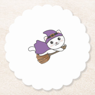 Cat Halloween Witch Kinder Witch Costume Kartonnen Onderzetters