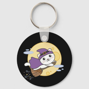 Cat Halloween Witch Kinder Witch Costume Sleutelha Sleutelhanger