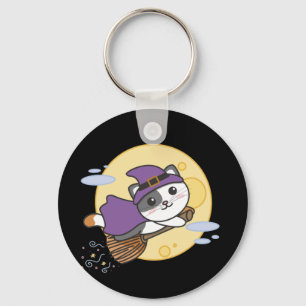 Cat Halloween Witch Kinder Witch Costume Sleutelha Sleutelhanger