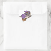 Cat Halloween Witch Kinder Witch Costume Square St Vierkante Sticker (Tas)
