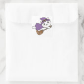 Cat Halloween Witch Kinder Witch Costume Square St Vierkante Sticker (Tas)