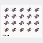 Cat Halloween Witch Kinderen Witch Costume Classic Ronde Sticker (Vel)