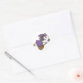 Cat Halloween Witch Kinderen Witch Costume Classic Ronde Sticker (Envelop)