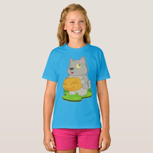 Cat Halloween Zombie T-shirt (Voorkant volledig)