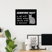 Cat Hammer Funny Print Poster Humor (Thuiskantoor)