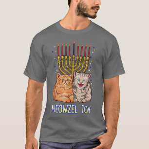 Cat Hanukkah Menorah Meowzel Tov Jewish Mazel tov T-shirt
