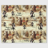 Cat Happy Birthday Song Orchestra Cadeaupapier (Vlak)