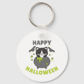 Cat Happy Halloween Cauldron Bat Sleutelhanger (Voorkant)
