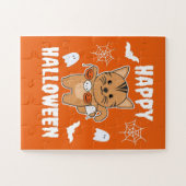 Cat Happy Halloween Pumpkin Bat Costume Legpuzzel (Horizontaal)