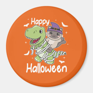 Cat Happy Halloween T-rex Mummy Costume Magneet