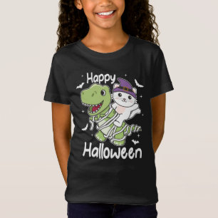 Cat Happy Halloween T-rex Mummy Costume T-shirt
