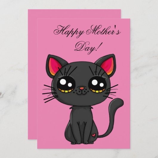 Cat Happy Moederdag Kaart (Voorkant / Achterkant)