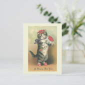  Cat Happy New Year Briefkaart (Staand voorkant)