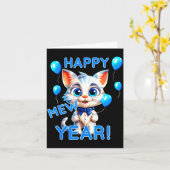 Cat Happy New Year Mew Year Funny New Years Party  Kaart (Gele Bloem)