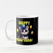 Cat Happy New Year Mew Year Funny New Years Party Koffiemok (Links)
