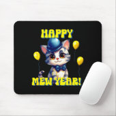 Cat Happy New Year Mew Year Funny New Years Party Muismat (Met muis)
