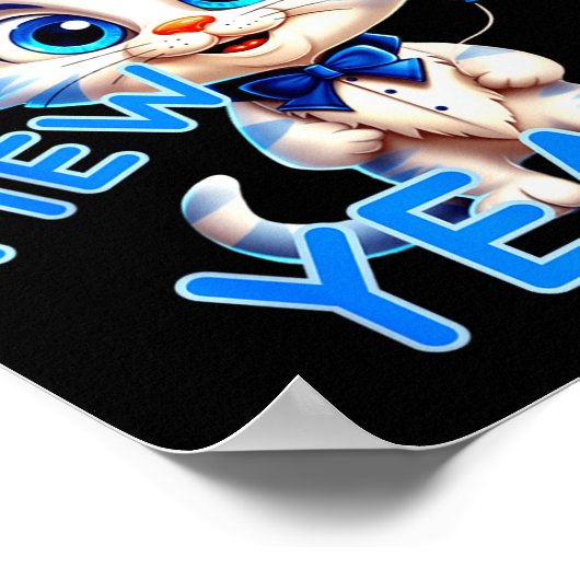 Cat Happy New Year Mew Year Funny New Years Party  Poster (Hoek)