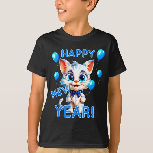 Cat Happy New Year Mew Year Funny New Years Party  T-shirt (Voorkant)