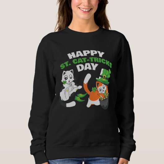 Cat Happy St Catricks Day Ireland Party Irish Kitt Trui (Voorkant)