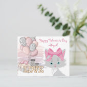 Cat Happy Valentine's Day Cute Kinder Kitten Briefkaart (Staand voorkant)