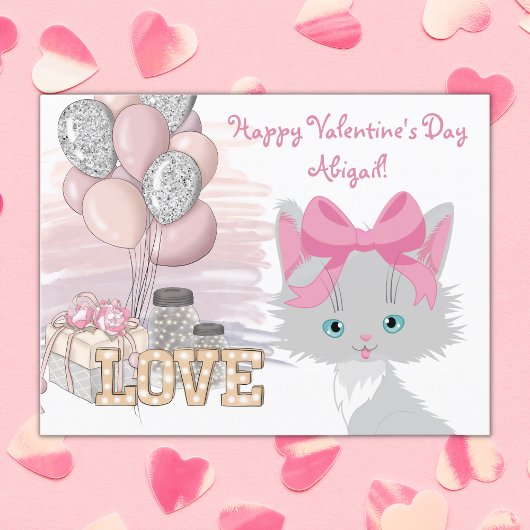 Cat Happy Valentine's Day Cute Kinder Kitten Briefkaart