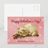 Cat Happy Valentine's Day Post Card Briefkaart (Voorkant / Achterkant)