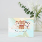 Cat Hartelijk dank, drie katten glimlachen. Briefkaart (Staand voorkant)