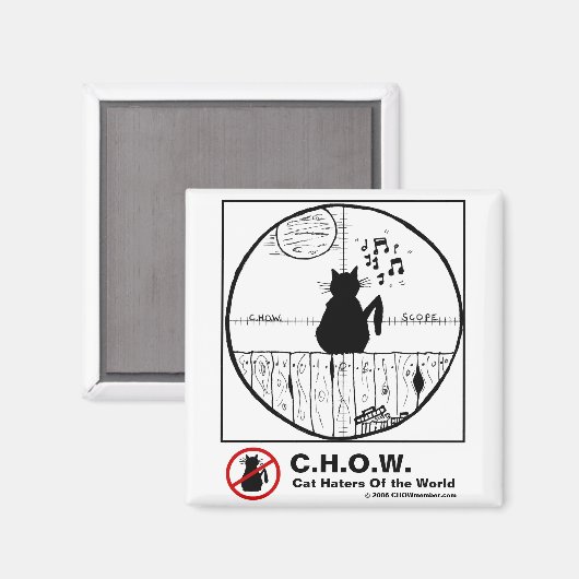 Cat Haters Scope Cartoon Magnet (Voorkant / Achterkant)