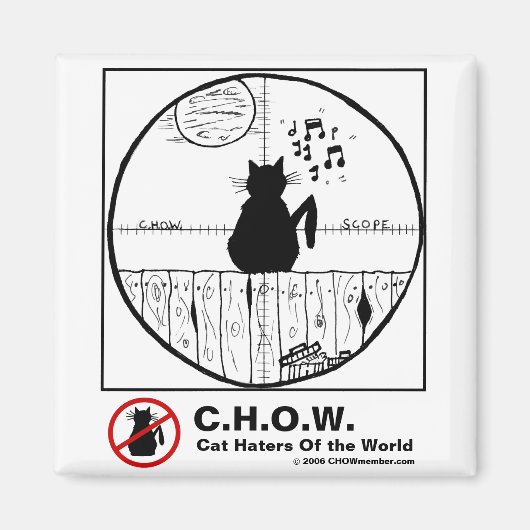 Cat Haters Scope Cartoon Magnet (Voorkant)