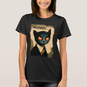 Cat Hates Humans Funny Art voor kattenlover T-shirt