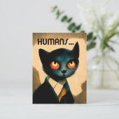 Cat Hates Humans | Humoristische kunst voor katten Briefkaart (Staand voorkant)