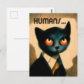 Cat Hates Humans | Humoristische kunst voor katten Briefkaart (Voorkant / Achterkant)