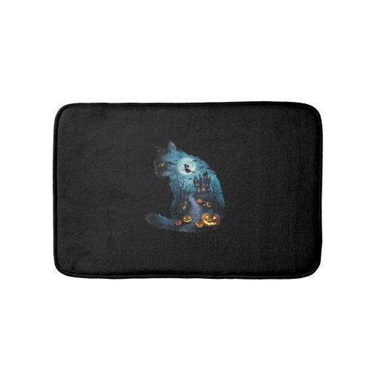 Cat Haunted Horror House Halloween Mannen vrouwen Badmat (Voorkant)