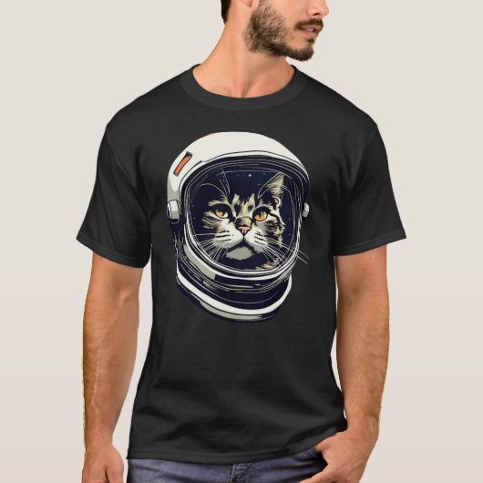 Cat Head in Astronaut Helmet Cat in Space T-shirt (Voorkant)