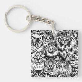 Cat Head-patroon Sleutelhanger