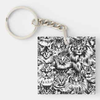 Cat Head-patroon Sleutelhanger