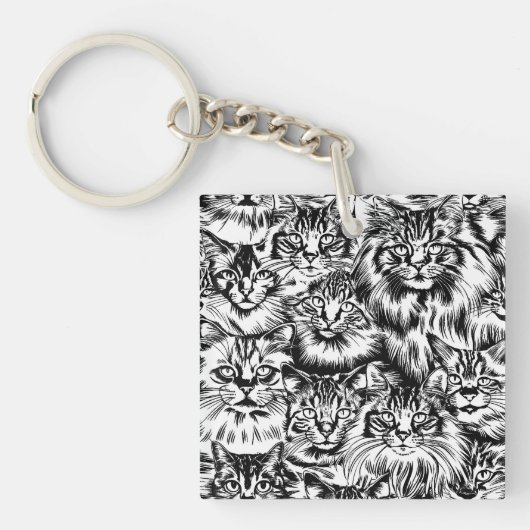 Cat Head-patroon Sleutelhanger (Voorkant)
