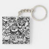 Cat Head-patroon Sleutelhanger (Achterkant)