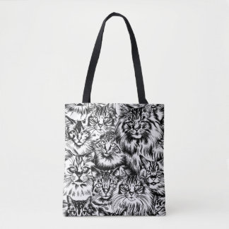 Cat Head-patroon Tote Bag