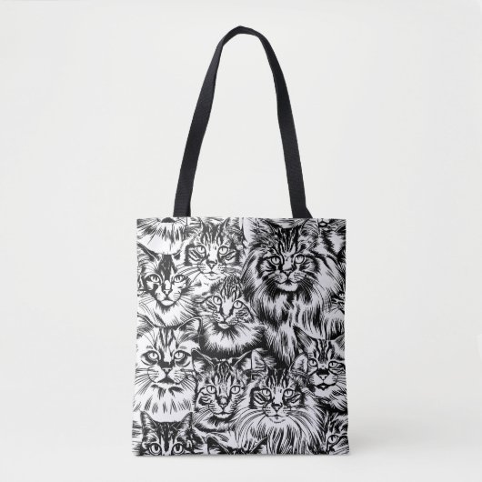 Cat Head-patroon Tote Bag (Voorkant)
