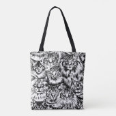 Cat Head-patroon Tote Bag (Achterkant)