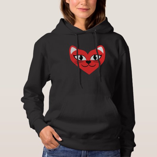 Cat Heart Face  Love Cats Hoodie (Voorkant)