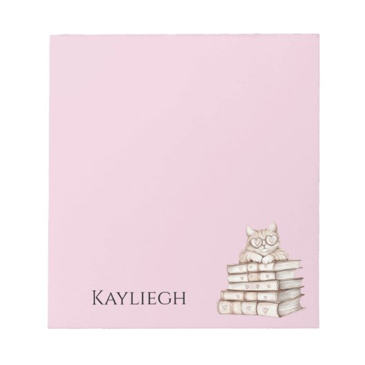 Cat Heart Glasses Books Notitieblok (Voorkant)