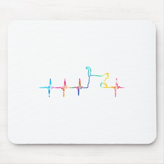 Cat Heartbeat Cat Lover Leuke Dierendas Dye Vrouwe Muismat (Voorkant)