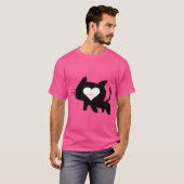 Cat Heartbeat – Minimalist Black Cat Love Design T-shirt (Voorkant volledig)