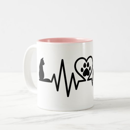 Cat Heartbeat with Another Cat Tweekleurige Koffiemok (Voorkant links)