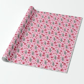 Cat Hearts Valentine Gift Wrapping Paper - Pink Cadeaupapier (Uitgerold)