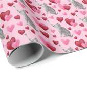 Cat Hearts Valentine Gift Wrapping Paper - Pink Cadeaupapier (Rol Hoek)